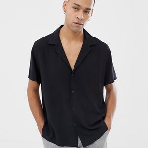 ASOS Black Relaxed Fit Revere Collar Shirt